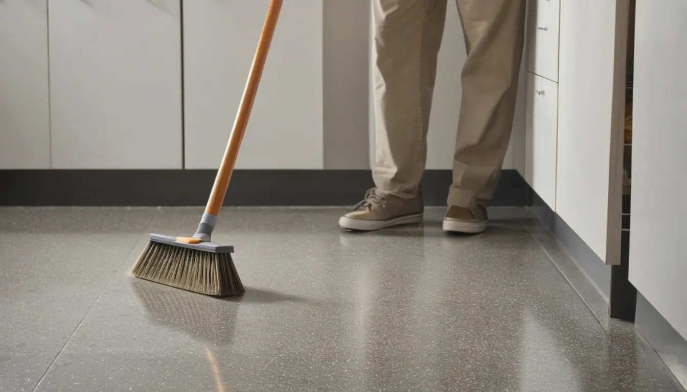 A freshly coated concrete floor in a bright home workspace in Tarpon Springs